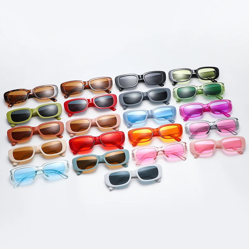 Rectangle Fashion Sunglasses for Women Men Retro Vintage UV400 Sun Shades Glasses for Summer Beach Travel
